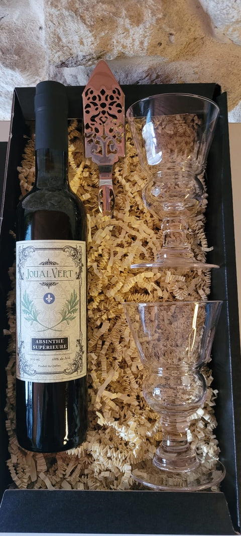 coffret cadeau absinthe verte du Québec avec 2 verres absinthe