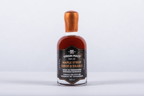 Produit du Québec sirop d'érable vieilli 6 mois en fût de whiskey de Virgin Mady