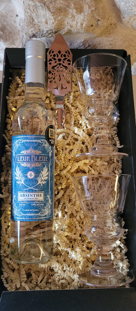 coffret cadeau absinthe blanche et 2 verres à absinthe